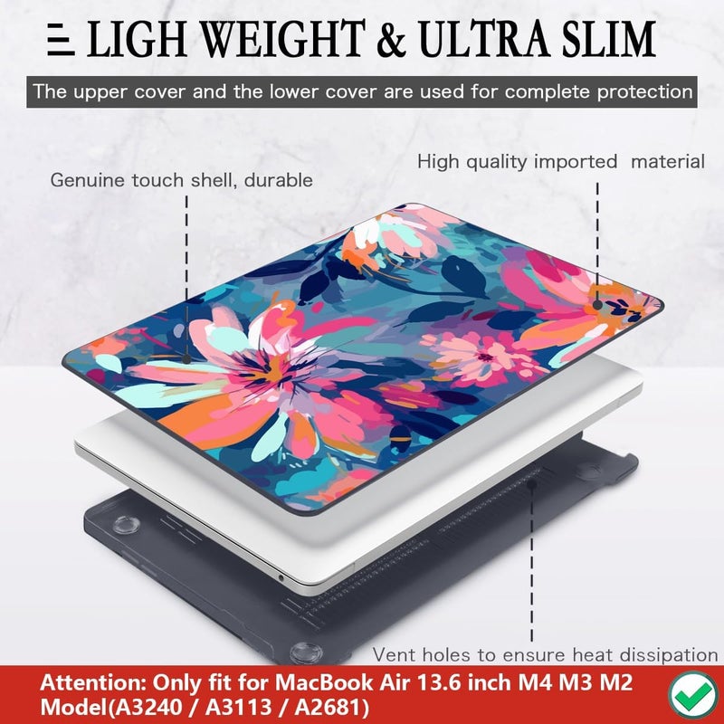 CISSOOK Compatible with MacBook Air 13.6 inch Case 2025 2024 2023 2022 Release M4 M3 M2 Chip A3240 A3113 A2681, Plastic Hard Shell Case &Keyboard Cover& Screen Protector, Muti-Color Painting - Image 4